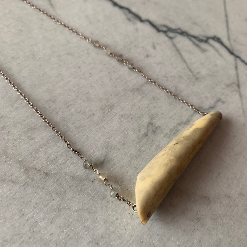Deer Antler Tip Necklace with Labradorite